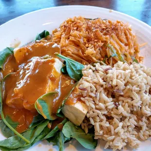 Rama tofu with brown rice and pad Thai. So good!