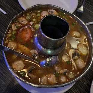 a bowl of soup on a table