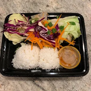 To go food is packaged poorly. Salad was warm.