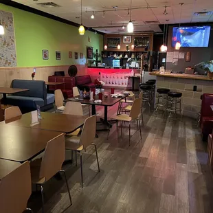 Inside. Boba counter in the back, many flavors