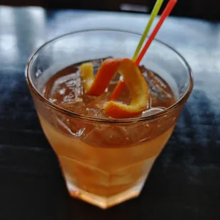 A (muddled) Old Fashioned; not my favorite take on the drink.