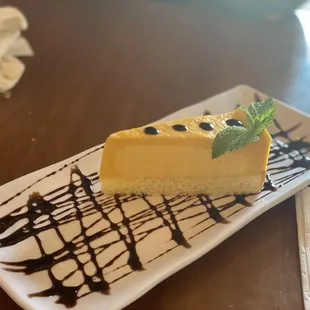 a piece of cheesecake on a plate