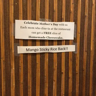 Get a free homemade cheesecake for mothers on Mothers Day!!