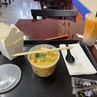 Panang Curry with Tofu  Horchata Thai Tea