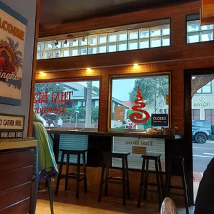 Some bar like seatings at front.