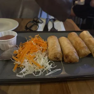 Crispy spring rolls.