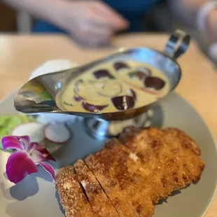 green curry with fried chicken fillet