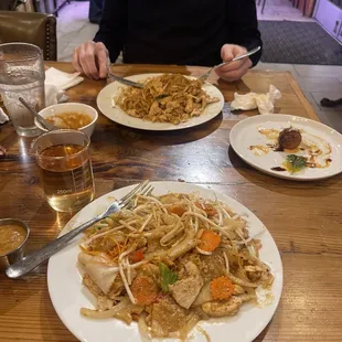 ltakoyaki, phad thai, and phad khee mao