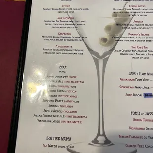 Drink menu