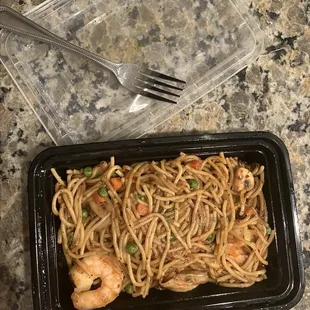 Spicy Garlic Butter Shrimp Noodles - love this dish but portions have gotten smaller each time I go