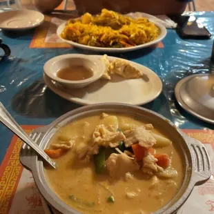 Curry, Gyoza. And lo mein