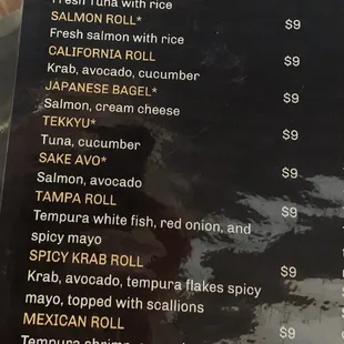 Menu as of 5/2/2022