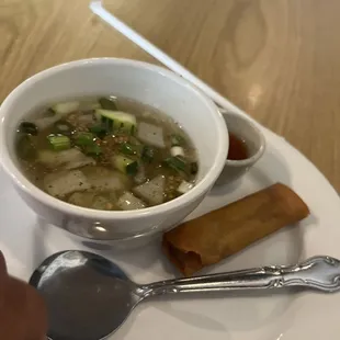 Lunch Veggie  Soup w Tiny roll .. yummy