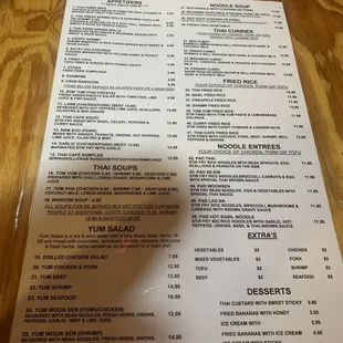 menu
