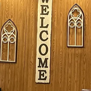 Sign inside the restaurant