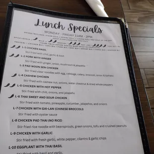 Lunch menu