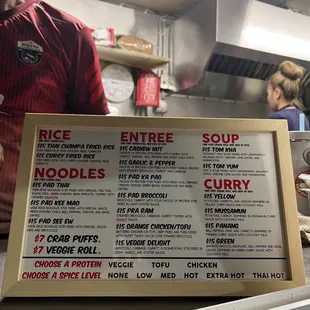 Menu as of September