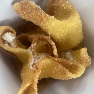 Crab puffs!! Soooo good!!  best we&apos;ve found in Portland!