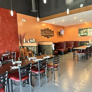 The restaurant is bright and cheery!