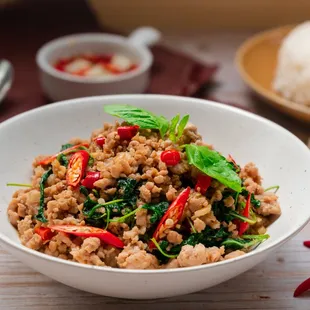 Grapraw Spicy Thai chillies Basil.