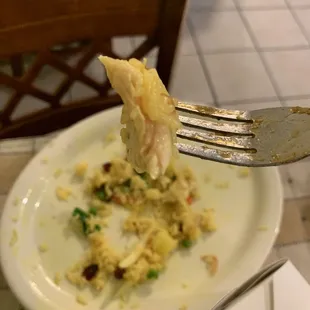 Pineapple fried rice with chicken.