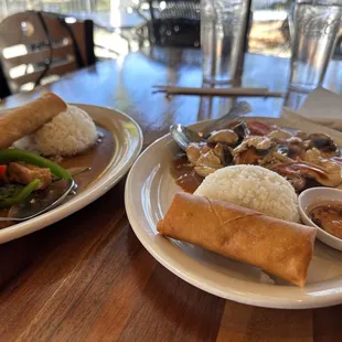 Chicken Ginger and some dish with basil.