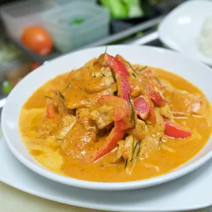 Thai traditional panang curry with pork