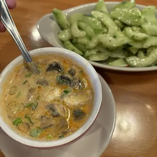 Chicken Coconut Soup Cucumber Salad