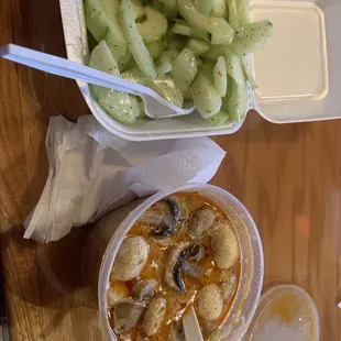 Cant recommend Coconut Chicken soup &amp; or the cucumbers with Italian dressing (at a Thai restaurant.. really??)