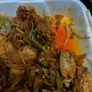 They microwaved our food before we picked it up. Imitation Pad Thai with chicken.