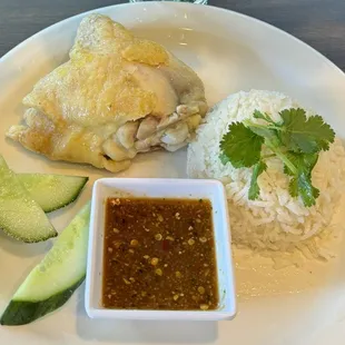 New items, Hainan Chicken and Rice with special Thai ginger sauce.