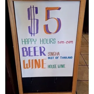 Happy hour $5 per drink