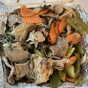 This was their "eggplant dish" I had to dig around to find one piece of eggplant. The beef as you can see from the pic was so dry and bland.