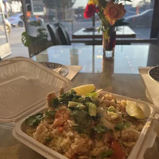 Chicken fried rice is so delicious! The set up is nice and has flowers on every table. Really love the food and staff here!