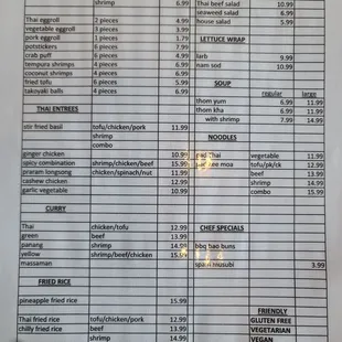 Menu for new location