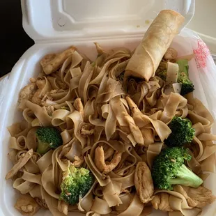 Pad see ew and a spring roll
