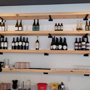 bottles of wine on shelves