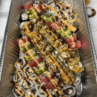 3 different sushi rolls. Yum!