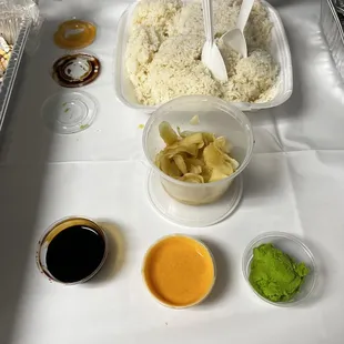 Rice with sauces on the side