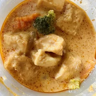 Tofu massaman curry, very runny and oily