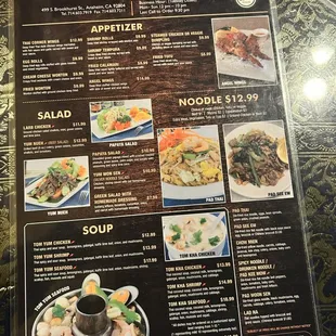 ramen and noodles, menu