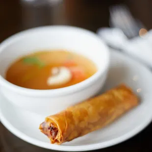 Lunch Special included tom yum soup and spring roll