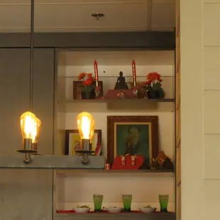 light bulbs on shelves