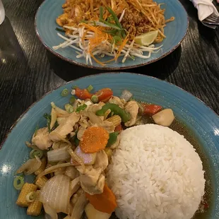 Ginger Chicken and Pad Thai