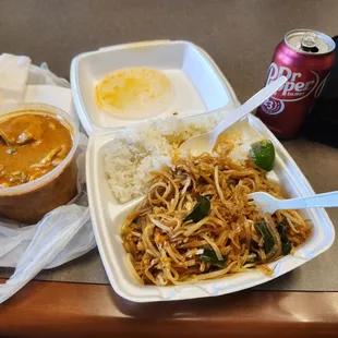 Panang Special Lunch - white rice, panang curry, and pad thai