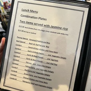 Lunch Combo Menu