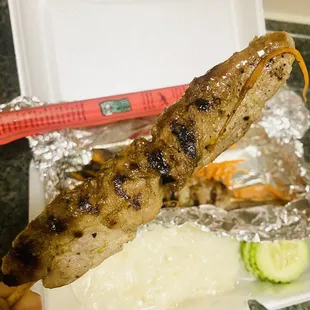 4 Feb. 2023 / Moo Ping (3 Pork Skewers with sticky rice) -- $12 (TAKEOUT ORDER)