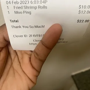 PRICE for the Shrimp Rolls and Moo Ping (Pork Skewers) as of 4 February 2023