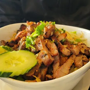 a bowl of food on a table