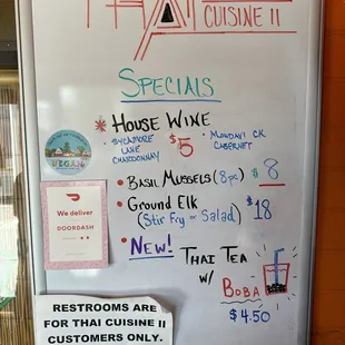 Specials board.